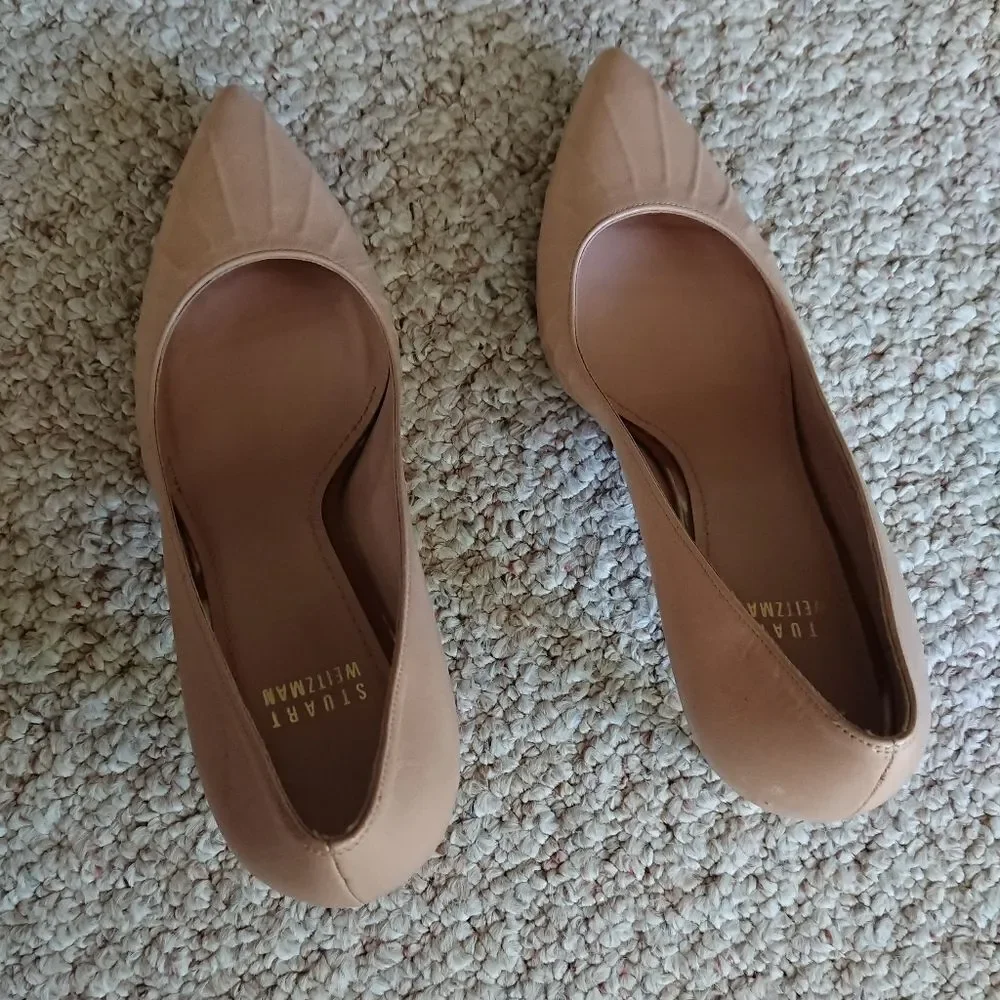 Stuart Weitzman Threads Ruched Pointy Pump size 8 M